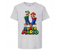 Футболка Супер Марио 9 (Super Mario) серая (SMar gr-3) 116 см