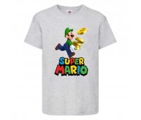 Футболка Супер Марио 12 (Super Mario) серая (SMar gr-6) 152 см