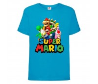 Футболка Супер Марио 10 (Super Mario) синяя (SMar blu-4) 164 см