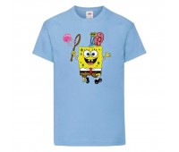 Футболка Спанч Боб 28 (Sponge Bob) светло-голубая Футболка Спанч Боб 28 (Sponge Bob) светло-голубая