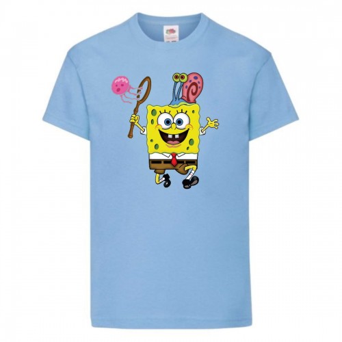 Футболка Спанч Боб 28 (Sponge Bob) светло-голубая Футболка Спанч Боб 28 (Sponge Bob) светло-голубая