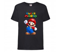 Футболка Супер Марио 5 (Super Mario) черная (SMar blc-06) 116 см