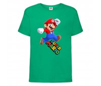 Футболка Супер Марио 14 (Super Mario) зеленая (SMar grn-8) 152 см