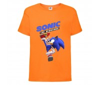 Футболка детская Соник удар ногой (SONIC) оранжевая (snc  or-1) 164 см