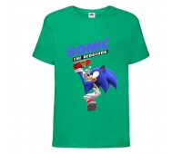 Футболка детская Соник удар ногой (SONIC) зеленая (snc  grn-1) 152 см