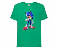 Футболка детская Соник и пламя (SONIC) зеленая (snc  grn-3) 116 см