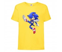 Футболка детская Соник заносит ногу (SONIC) Желтая (snc  yl-03) 164 см