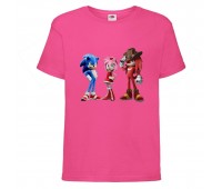 Футболка детская Соник 3 героя (SONIC) розовая (snc  pnc-6) 116 см