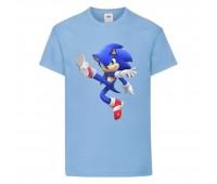 Футболка детская Соник заносит ногу (SONIC) голубая (snc  sbl-03) 164 см