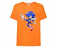 Футболка детская Соник заносит ногу (SONIC) оранжевая (snc  or-03) 116 см