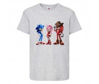 Футболка детская Соник 3 героя (SONIC) серая (snc  gr-6) 116 см