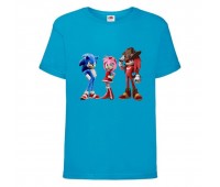 Футболка детская Соник 3 героя (SONIC) синяя (snc  blu-6) 116 см