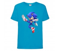 Футболка детская Соник заносит ногу (SONIC) синяя (snc  blu-03) 116 см
