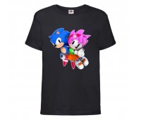 Футболка детская Соник и Эми (SONIC) черная (snc blc-04) 152 см Футболка детская Соник и Эми (SONIC) черная (snc blc-04) 152 см