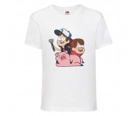 Футболка детская Гравити Фолз Мэйб и Диппер 10 (Gravity Falls Mayb and Dipper 10) белая (GF  wh-04) 104 см