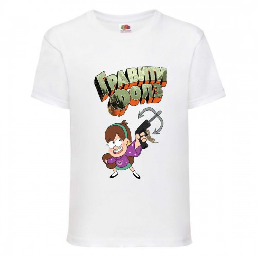 Футболка детская Гравити Фолз Мэйбл стреляет (Gravity Falls Maybl) белая (GF wh-002) 104 см Футболка детская Гравити Фолз Мэйбл стреляет (Gravity Falls Maybl) белая (GF wh-002) 104 см