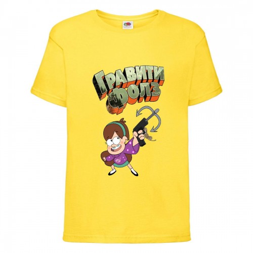 Футболка детская Гравити Фолз Мэйбл стреляет (Gravity Falls Maybl) желтая (GF yl-002) 104 см Футболка детская Гравити Фолз Мэйбл стреляет (Gravity Falls Maybl) желтая (GF yl-002) 104 см