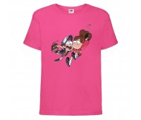 Футболка детская Гравити Фолз Мэйб и Диппер (Gravity Falls Mayb and Dipper) розовая (GF  pin-5) 104 см