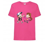 Футболка детская Гравити Фолз Мэйб и Диппер 11 (Gravity Falls Mayb and Dipper 11) розовая (GF  pin-06) 164 см