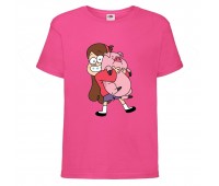 Футболка детская Гравити Фолз Мэйб piggy (Gravity Falls Mayb piggy) розовая (GF  pin-08) 104 см