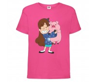 Футболка детская Гравити Фолз Мэйб piggy 2 (Gravity Falls Mayb piggy 2) розовая (GF  pin-09) 104 см