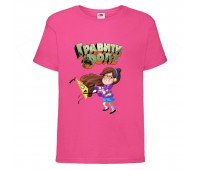 Футболка детская Гравити Фолз Мэйбл и Билл шифр (Gravity Falls Maybl and Bill) розовая (GF  pin-002) 104 см