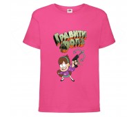 Футболка детская Гравити Фолз Мэйбл стреляет (Gravity Falls Maybl) розовая (GF  pin-003) 104 см