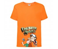 Футболка детская Гравити Фолз Венди и Диппер (Gravity Falls Vendy and Dipper) оранжевая (GF  or-2) 104 см