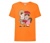 Футболка детская Гравити Фолз Мэйб и Диппер 5 (Gravity Falls Mayb and Dipper 5) оранжевая (GF  or-8) 104 см