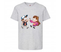Футболка детская Гравити Фолз Мэйб и Диппер 11 (Gravity Falls Mayb and Dipper 11) серая (GF  gr-05) 116 см