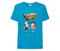 Футболка детская Гравити Фолз Мэйб и Диппер 8 (Gravity Falls Mayb and Dipper 8) синяя (GF  blu-01) 164 см