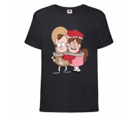 Футболка детская Гравити Фолз Мэйб и Диппер 5 (Gravity Falls Mayb and Dipper 5) черная (GF  blc-8) 104 см
