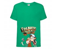 Футболка детская Гравити Фолз Венди и Диппер (Gravity Falls Vendy and Dipper) зеленая (GF  grn-2) 164 см