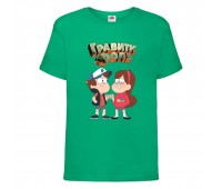 Футболка детская Гравити Фолз Мэйб и Диппер 3 (Gravity Falls Mayb and Dipper 3) зеленая (GF  grn-5) 116 см
