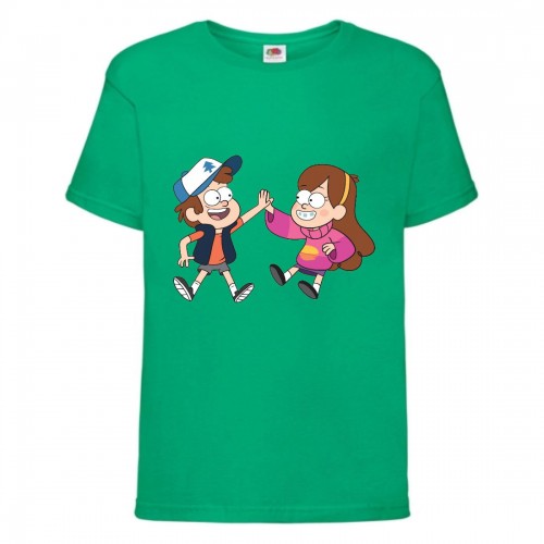 Футболка детская Гравити Фолз Мэйб и Диппер 11 (Gravity Falls Mayb and Dipper 11) зеленая (GF grn-04) 140 см Футболка детская Гравити Фолз Мэйб и Диппер 11 (Gravity Falls Mayb and Dipper 11) зеленая (GF grn-04) 140 см
