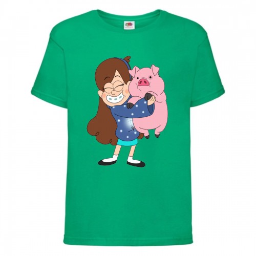 Футболка детская Гравити Фолз Мэйб piggy 2 (Gravity Falls Mayb piggy 2) зеленая (GF grn-07) 116 см Футболка детская Гравити Фолз Мэйб piggy 2 (Gravity Falls Mayb piggy 2) зеленая (GF grn-07) 116 см