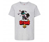 Футболка детская Бравл Старс Мортис 2 (Brawl Stars Mortis 2) серая (BS gr-1) 104 см