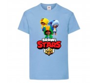 Футболка детская Бравл Старс Все Герои 3 (Brawl Stars All Hero 3) светло голубая (BS libl-6) 164 см