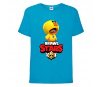 Футболка детская Бравл Старс Лион Уточка (Brawl Stars Lion Dack) голубая (BS blu-4) 104 см