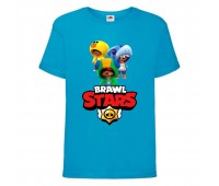 Футболка детская Бравл Старс Три Лиона (Brawl Stars 3 Lion) голубая (BS blu-6) 104 см