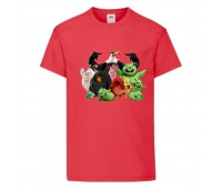 Футболка детская Энгри Бердс  (Angry Birds) красная (AB-allheroes-1 red) 140 см