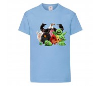 Футболка детская Энгри Бердс  (Angry Birds) светло-голубой (AB-allheroes-1 blue) 104 см