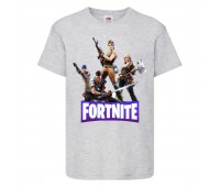Футболка детская Фортнайт Heroes (Fortnite) серая (FT-01) 116 см