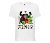 Футболка детская Энгри Бердс  (Angry Birds) белая (AB-allheroes-2 white) 164 см