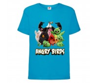 Футболка детская Энгри Бердс  (Angry Birds) голубая (AB-allheroes-2 blue) 152 см