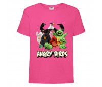 Футболка детская Энгри Бердс  (Angry Birds) розовая (AB-allheroes-2 pink) 152 см