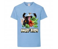 Футболка детская Энгри Бердс  (Angry Birds) светло-голубой (AB-allheroes-2 blue) 152 см