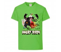 Футболка детская Энгри Бердс  (Angry Birds) светло-зеленая (AB-allheroes-2 green) 116 см