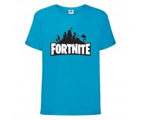 Футболка детская Фортнайт (Fortnite LOGO) голубая (FT-02) 104 см