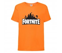 Футболка детская Фортнайт (Fortnite LOGO) оранжевая (FT-02) 164 см